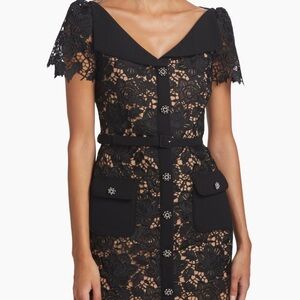 Self-Portrait Black Lace Mini Dress Sz 8